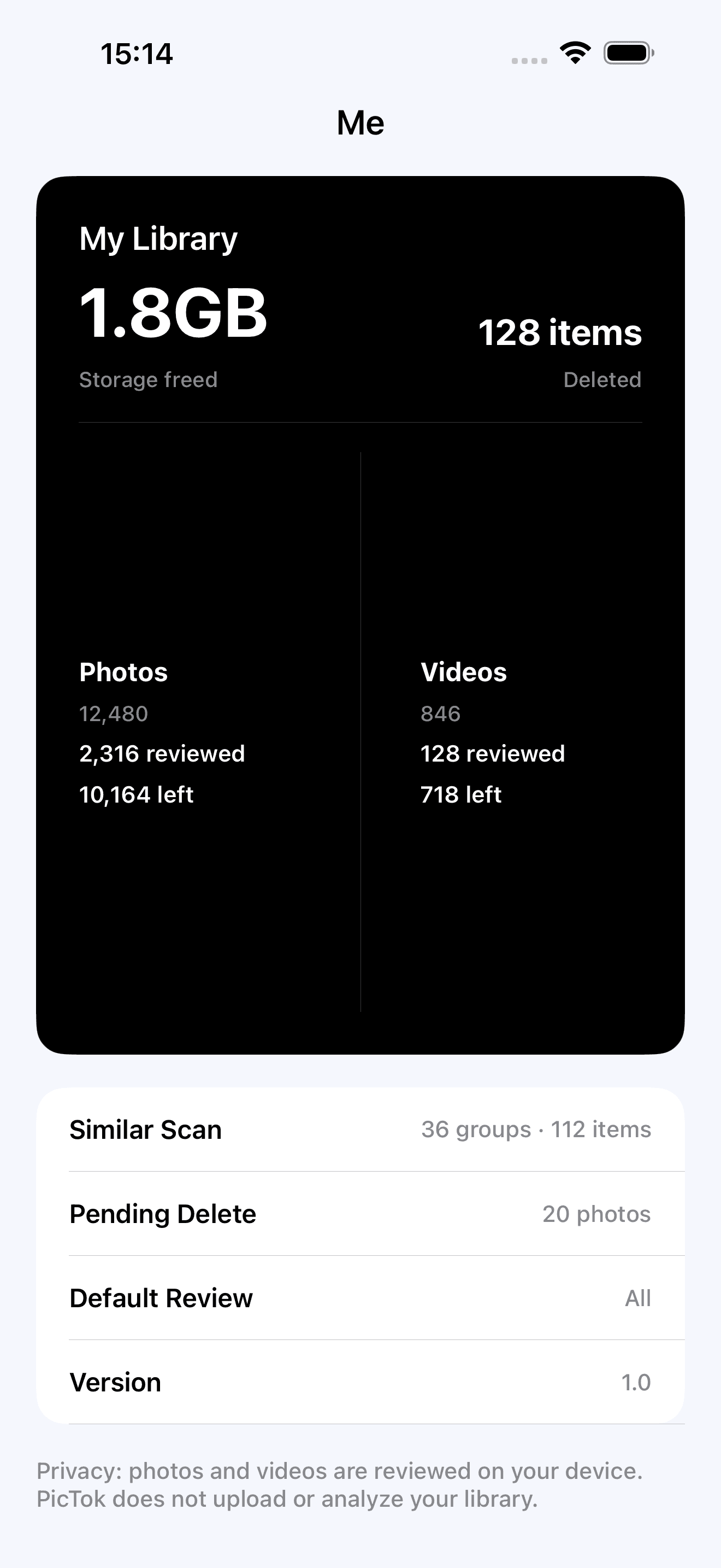See cleanup and storage results in PicTok